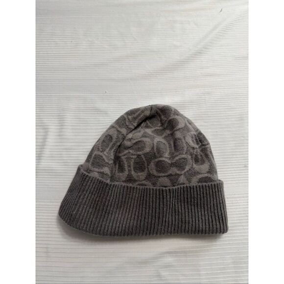 Coach Grey Logo All Over Print Beanie Hat Cap Unisex One Size Fits All main image 5